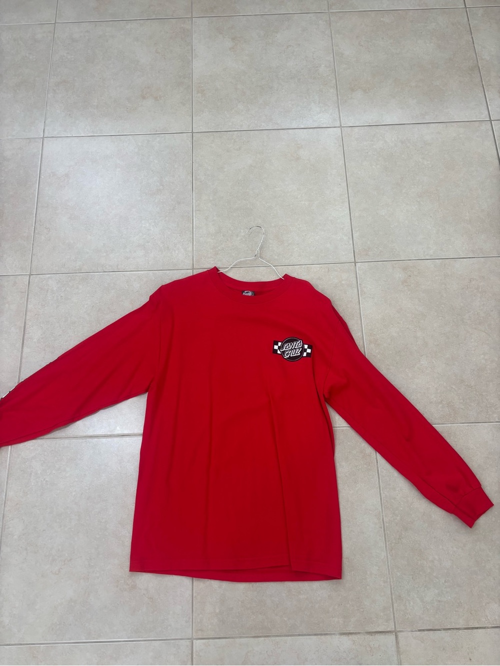 Santa Cruz Skateboards Red Long Sleeve Graphic Tee